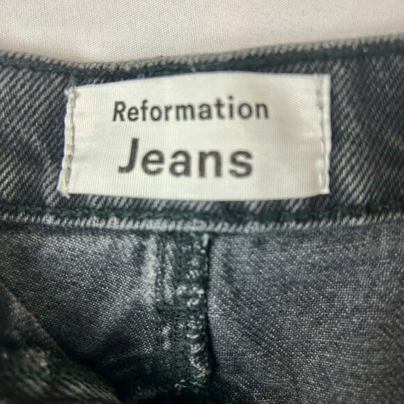Reformation Star Jeans Women 31 Black Gray Seine Straight Leg Ankle Boho Grunge - Picture 11 of 12